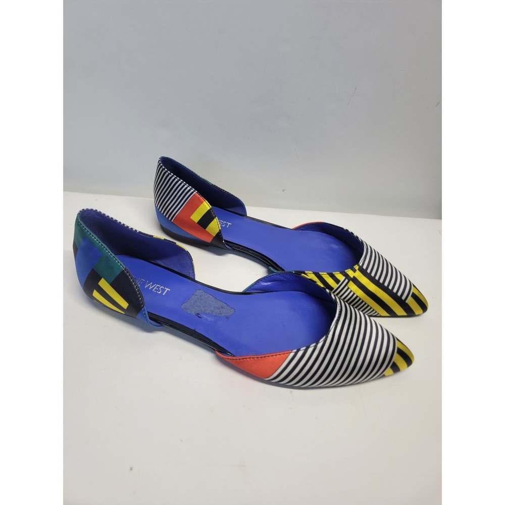 Nine West Women's Geometric Print Pointed Toe D Orsay Flats Size 8 - Picture 10 of 10